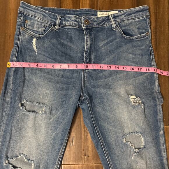 Pistola size 33 Blue Ankle Zipper Cropped Jeans, Distressed, High Rise 5 pocket - Picture 7 of 12